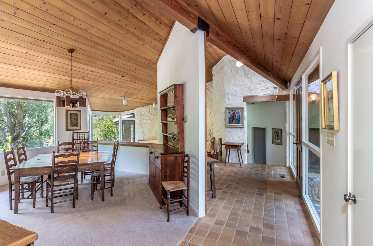 110 Farm Road Woodside, CA 94062 - Photo 11 of 21 a view of a dining room with furniture window and wooden floor