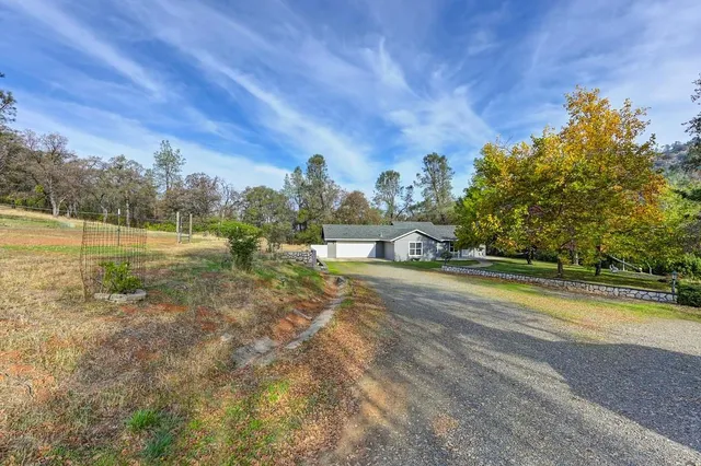 a view of a lake with a big yard