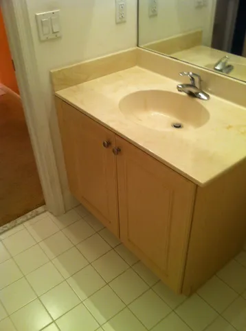 a bathroom with a sink and a shower