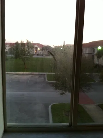 a view of a glass door