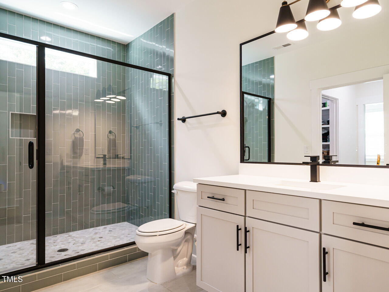 6428 Prescott Chase Drive Rolesville, NC 27571 - Photo 28 of 45 a bathroom with a shower sink vanity mirror and toilet