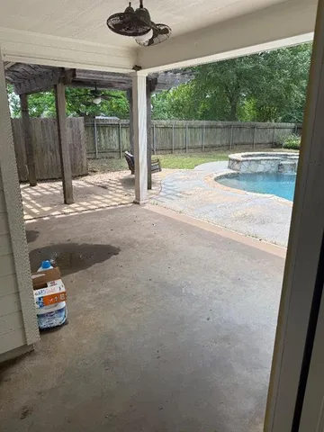 a view of small space with swimming pool