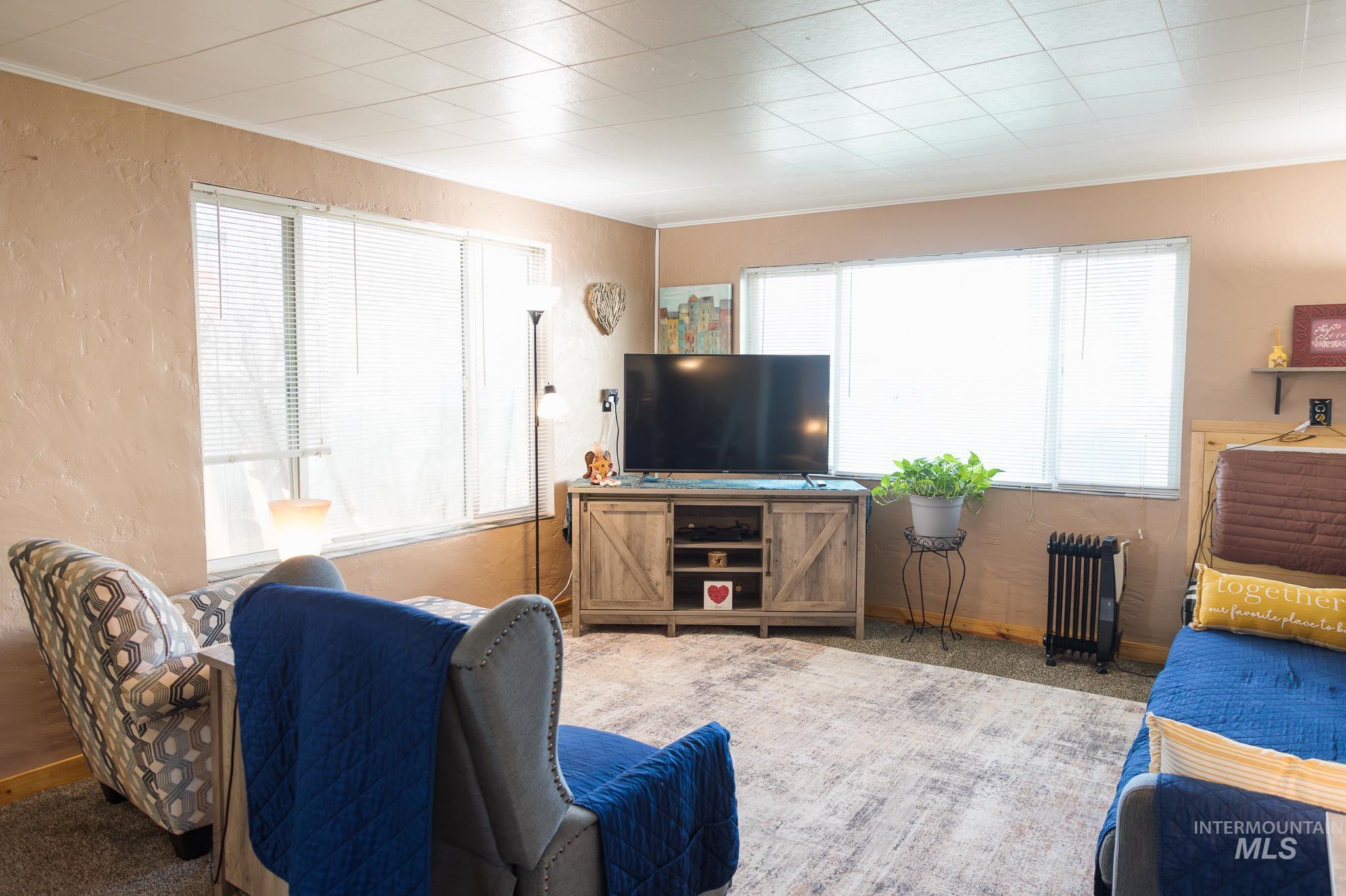 211 Northeast 3rd Avenue Ontario, OR 97914 - Photo 12 of 40 Carpeted living room with radiator and a textured wall