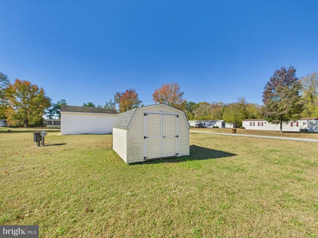 a view of a yard with flower plants