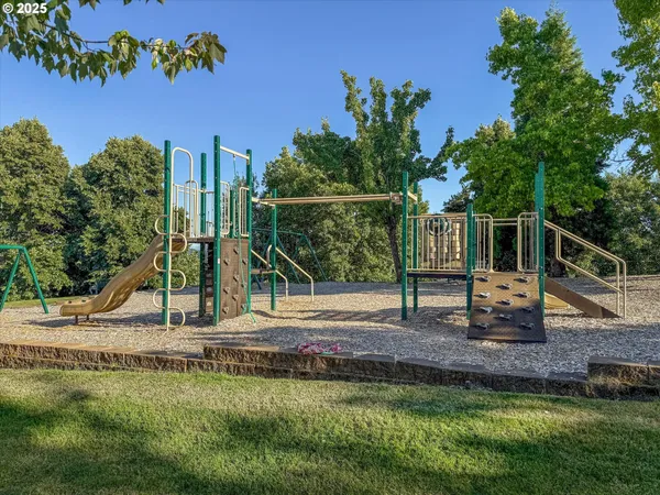 a view of city and green space