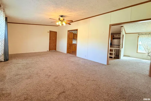 a view of a big room with closet and windows