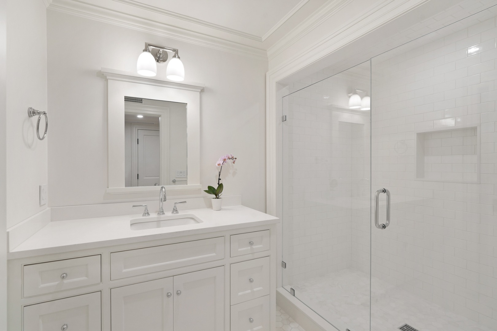 56 North Summer Street Edgartown, MA 02539 - Photo 64 of 77 a bathroom with a sink double vanity and a mirror