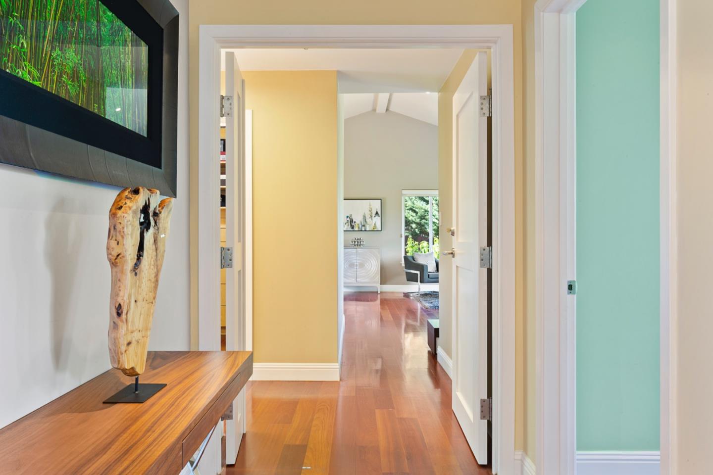 36 Tobin Clark Drive Hillsborough, CA 94010 - Photo 37 of 50 a view of a hallway with wooden floor and windows