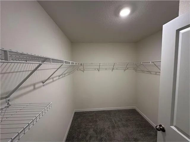 a view of a room with racks on the wall