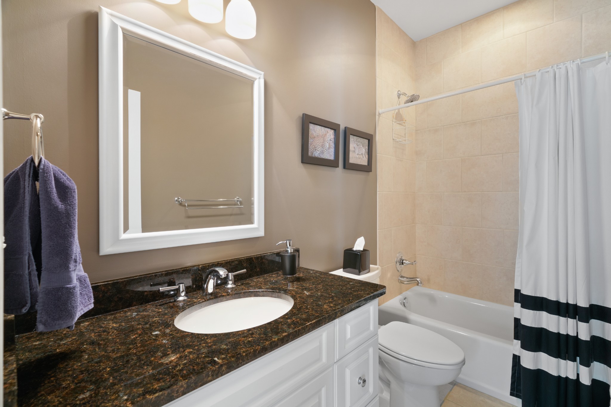 1124 Friendswood Lane Christiana, TN 37037 - Photo 33 of 34 a bathroom with a granite countertop sink toilet a mirror a vanity and shower