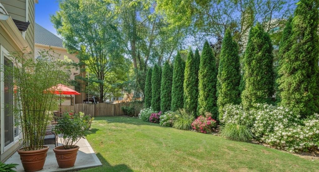 453 Hunter Street Northwest Norcross, GA 30071 - Photo 21 of 36 a view of a backyard with plants and a fountain