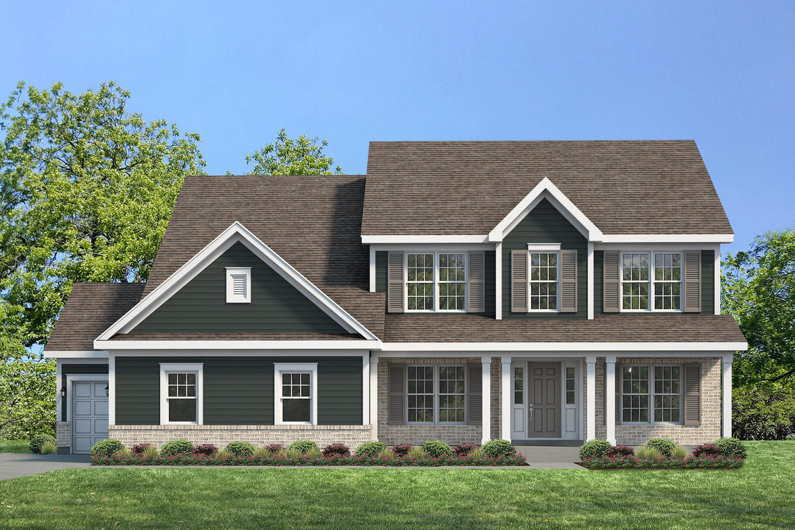 front view of a house with a yard