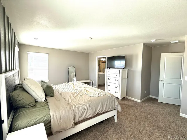 a bedroom with a bed and a tv