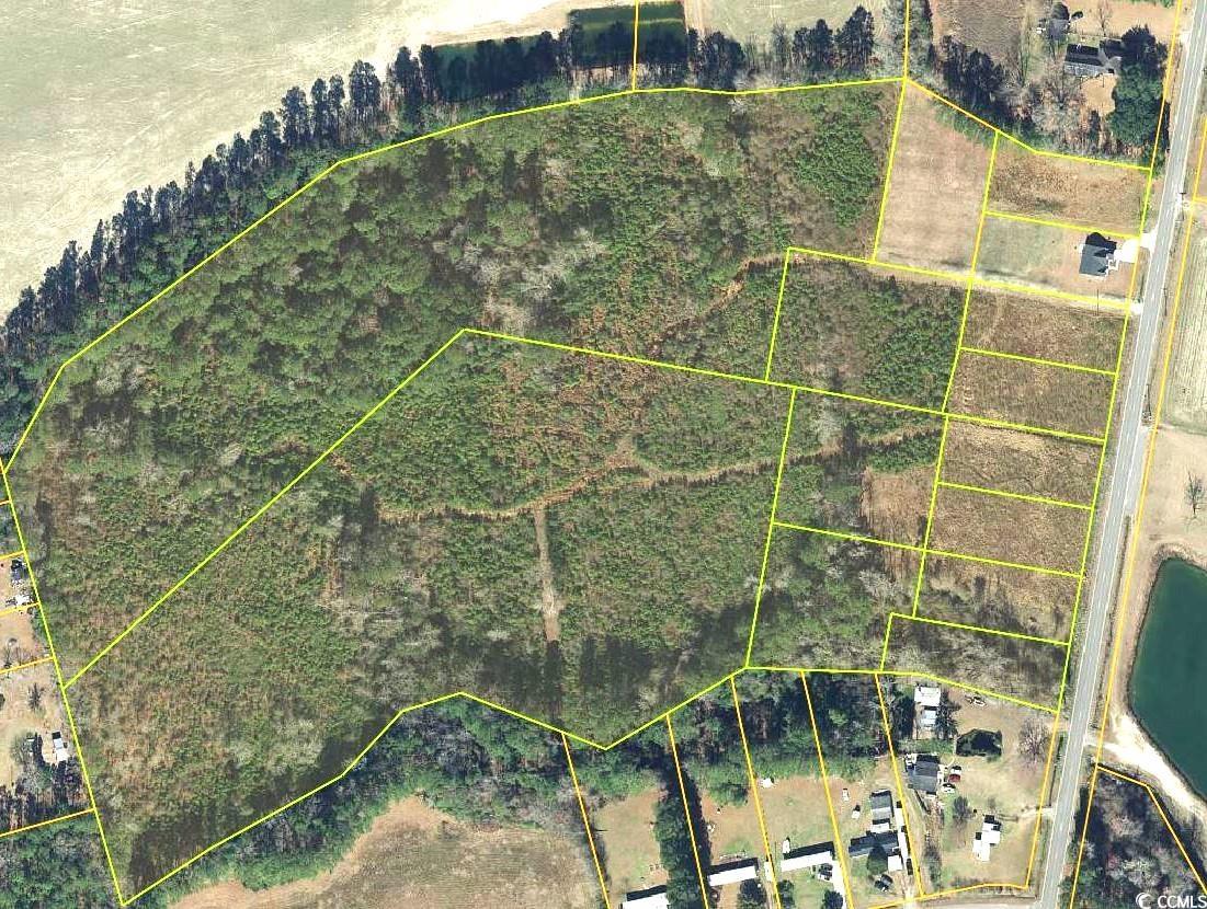 Tbd Heritage Road Loris, SC 29569 - Photo 6 of 8 Aerial map of property and surrounding area with property boundaries highlighted
