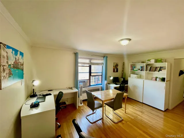 a workspace with wooden floor