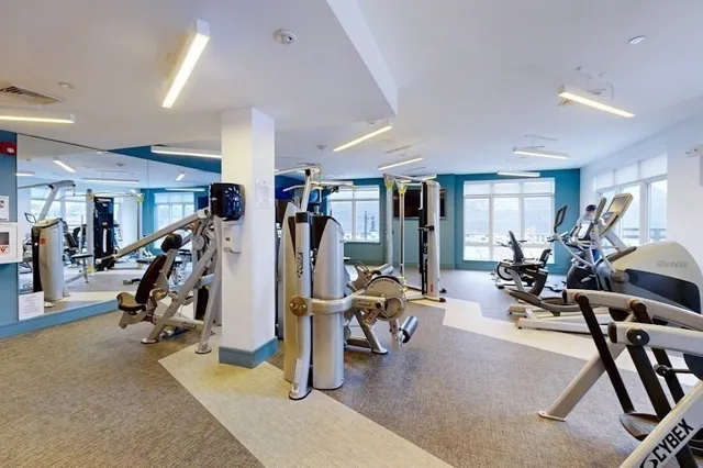 a view of a room with gym equipment