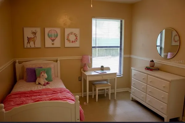 a view of a room with a window