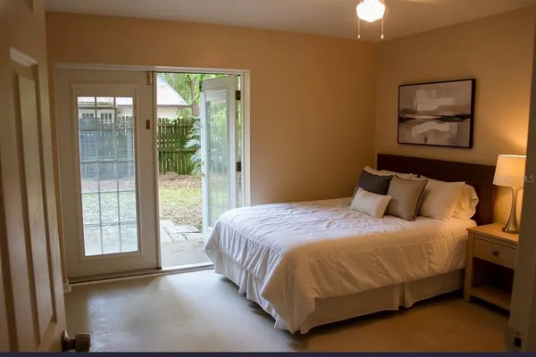 a view of small space with a door