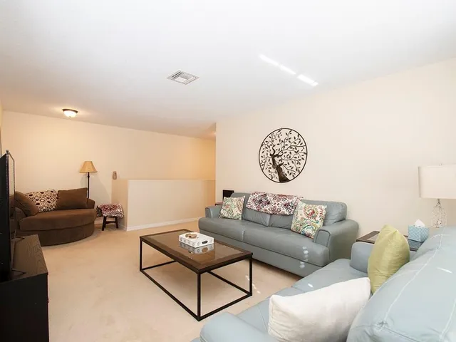 a living room with furniture