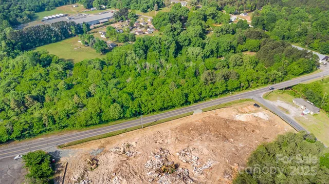 a view of a garden with a street