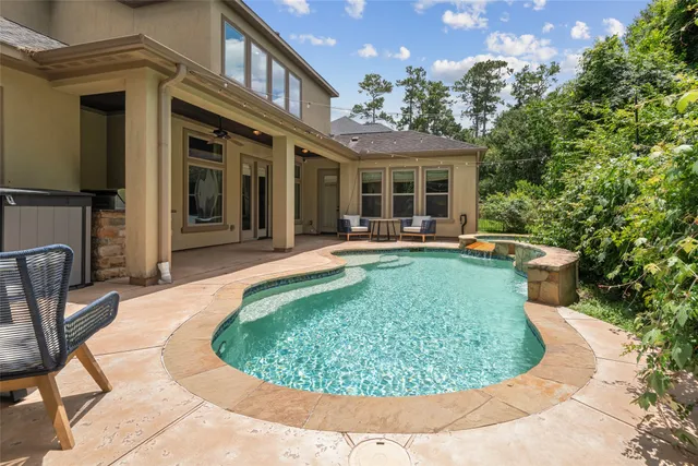 a view of a house with outdoor kitchen