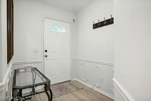 a view of a hallway with workspace