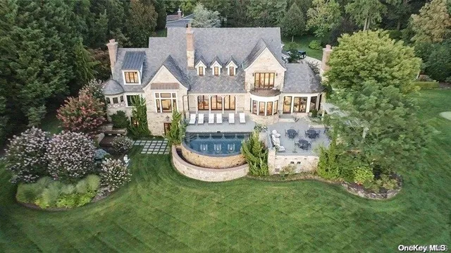 an aerial view of a house