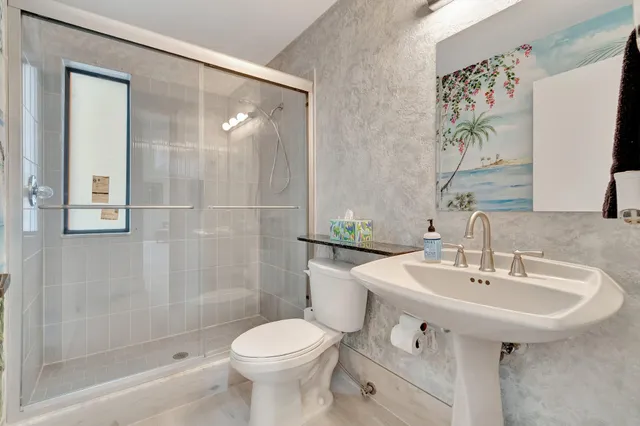 a view of a room with racks on the wall