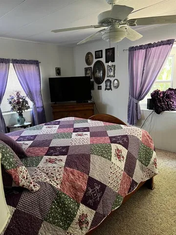 a bedroom with a bed and dresser