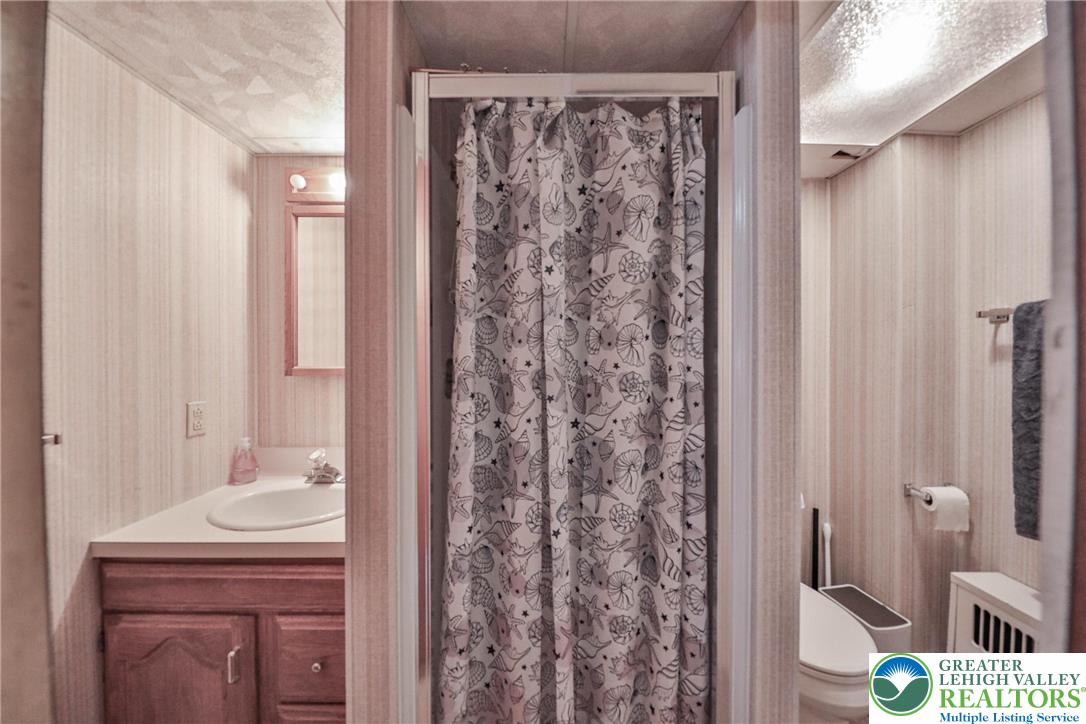 141 East Berger Street Emmaus, PA 18049 - Photo 27 of 49 a bathroom with a sink a toilet and shower curtain