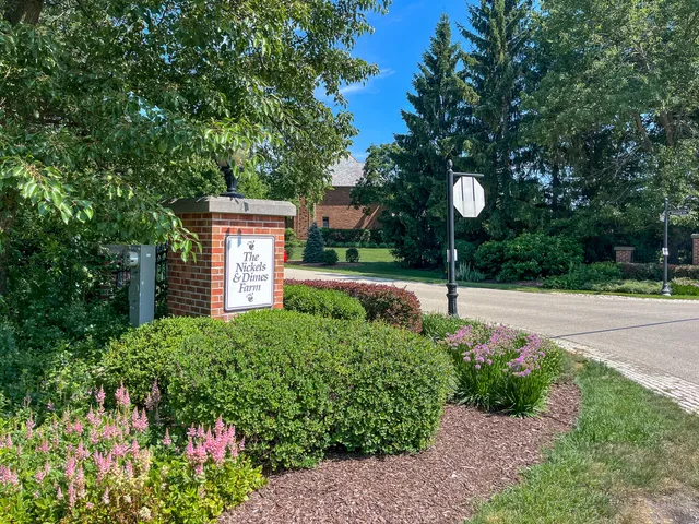 a view of a house with a yard and garden