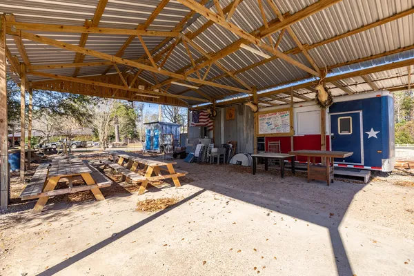a view of a park that has a car parked in it