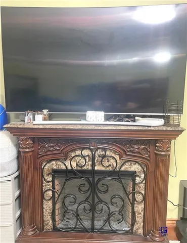 a close view of a fireplace