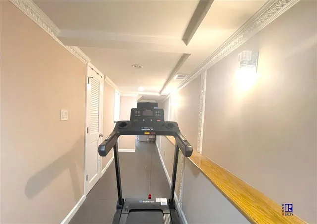 a living room with a couch and a table