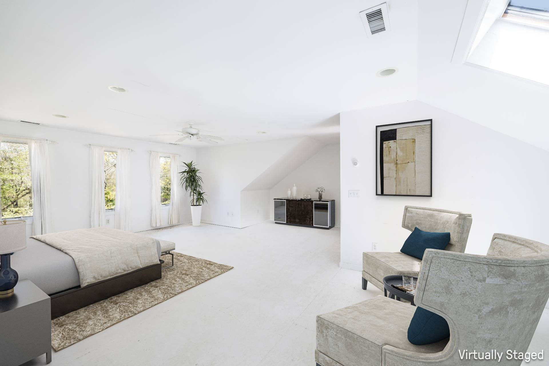 23 Fieldview Lane East Hampton, NY 11937 - Photo 16 of 16 a bedroom with furniture and a large mirror
