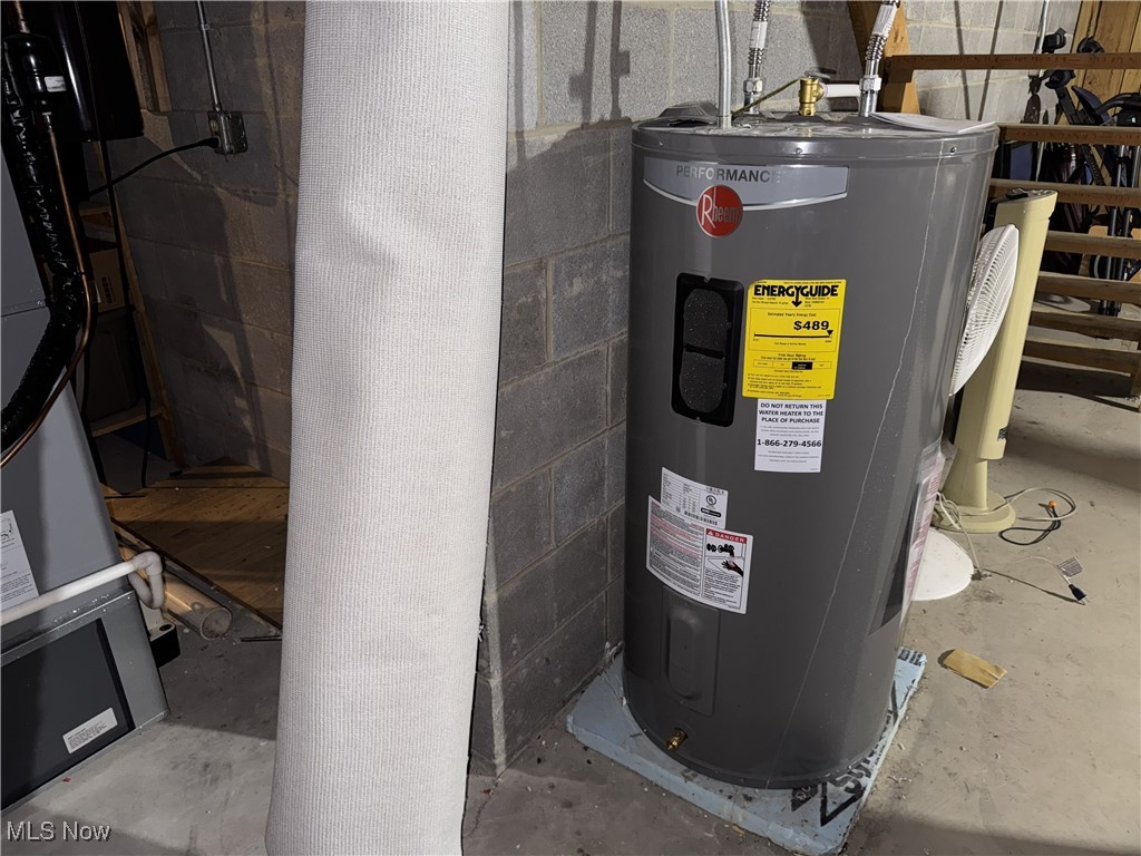 8359 Gibson Road Canfield, OH 44406 - Photo 24 of 27 Utility room featuring electric water heater and heating unit