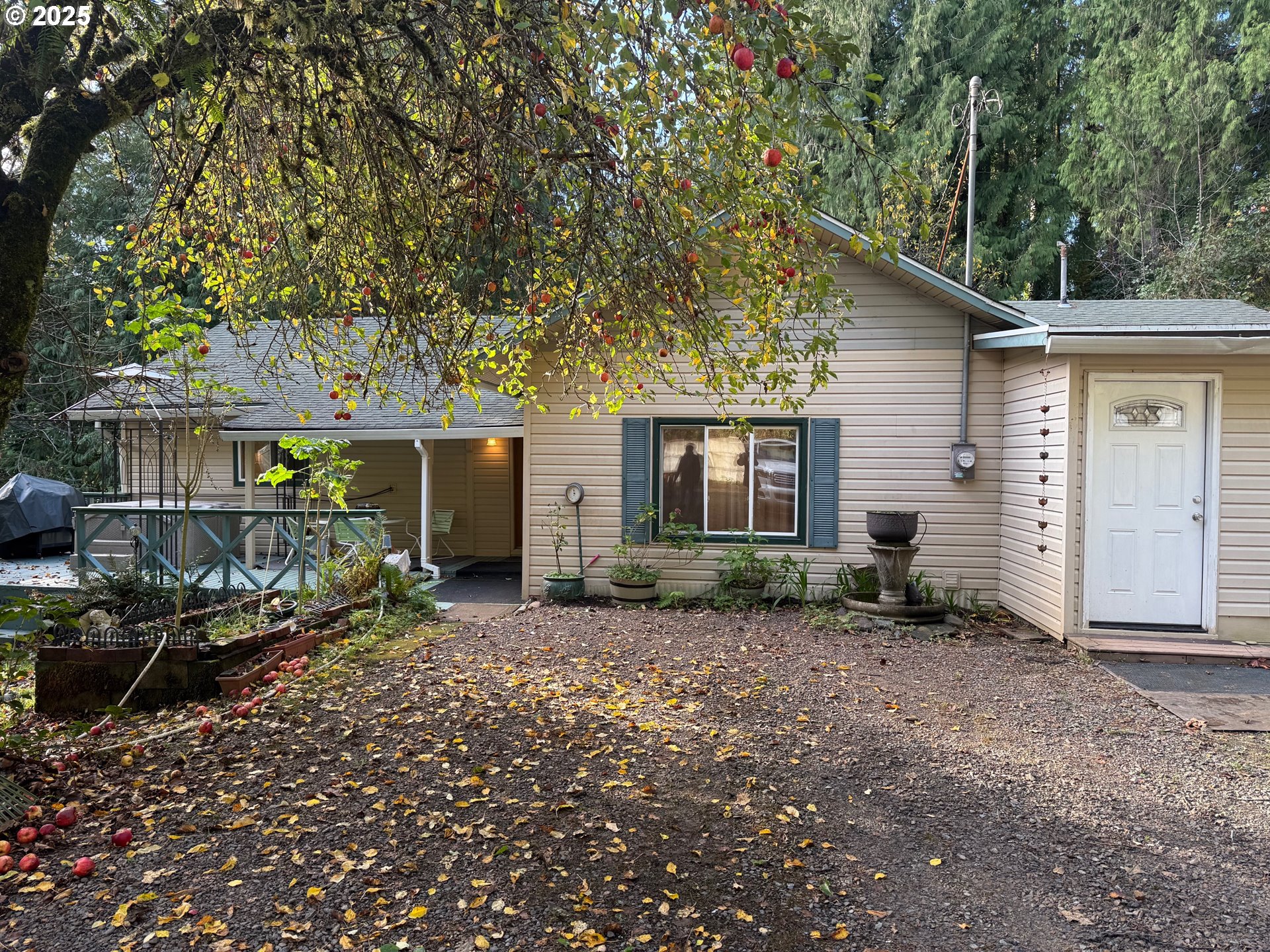 a view of a house with a yard and garage