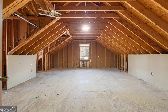 a view of a garage with furniture
