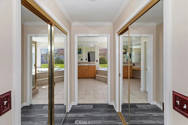 a view of a terrace with palm trees