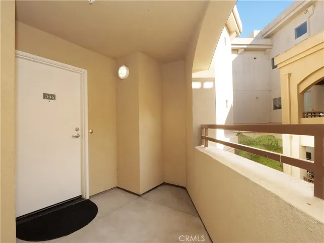 a view of a living room with a large window