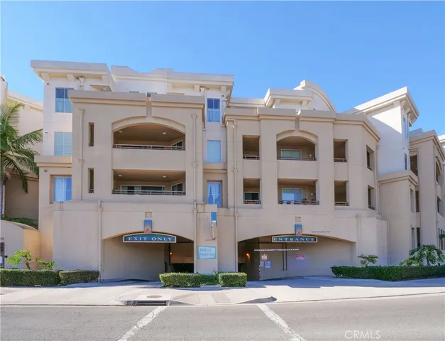 a front view of a multi story building