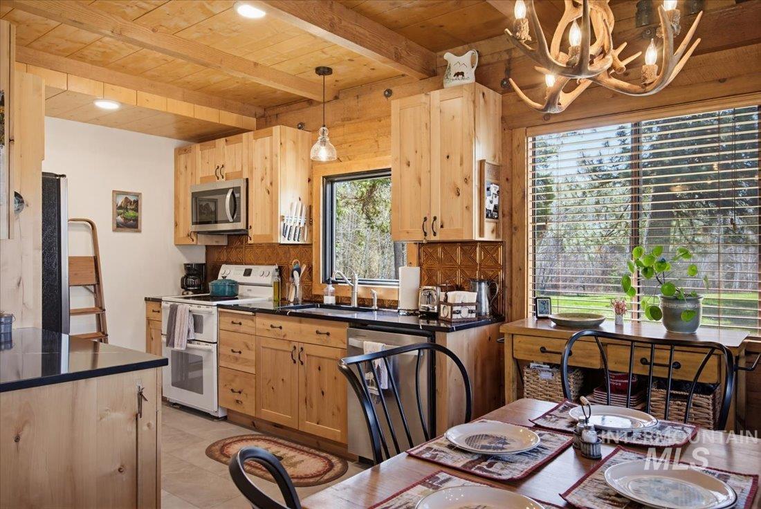 143 East Lk Frk Road McCall, ID 83638 - Photo 12 of 49 Kitchen featuring natural wood cabinetry and stainless steel appliances
