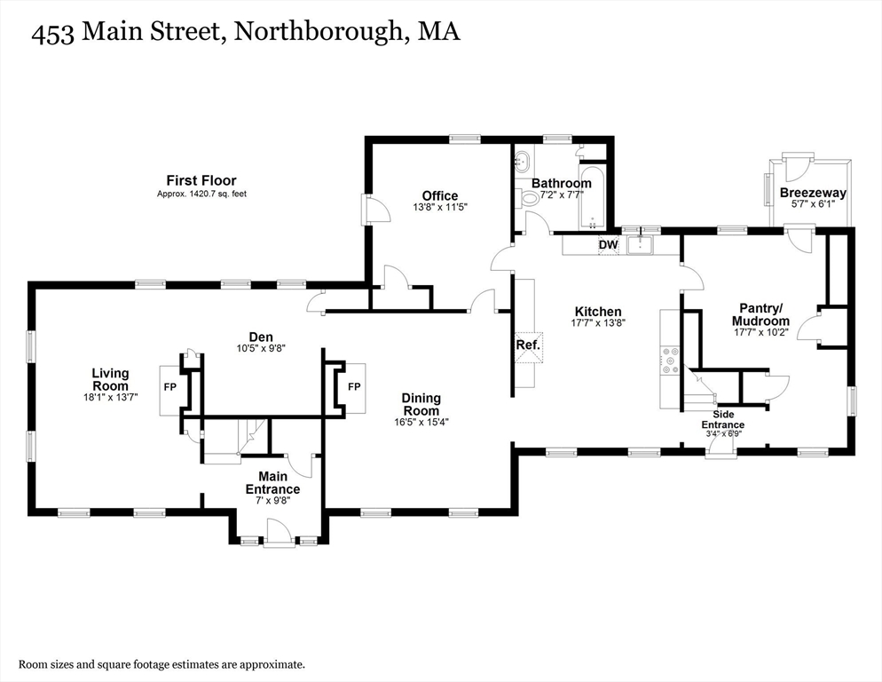 453 Main Street Northborough, MA 01532 - Photo 40 of 42 a picture of a floor plan