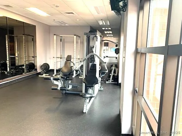 a view of a room with gym equipment