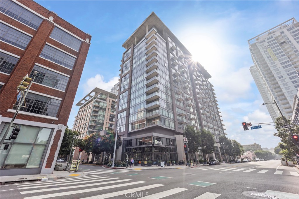 a view of a building and a street