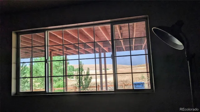 a view of a black and white wall