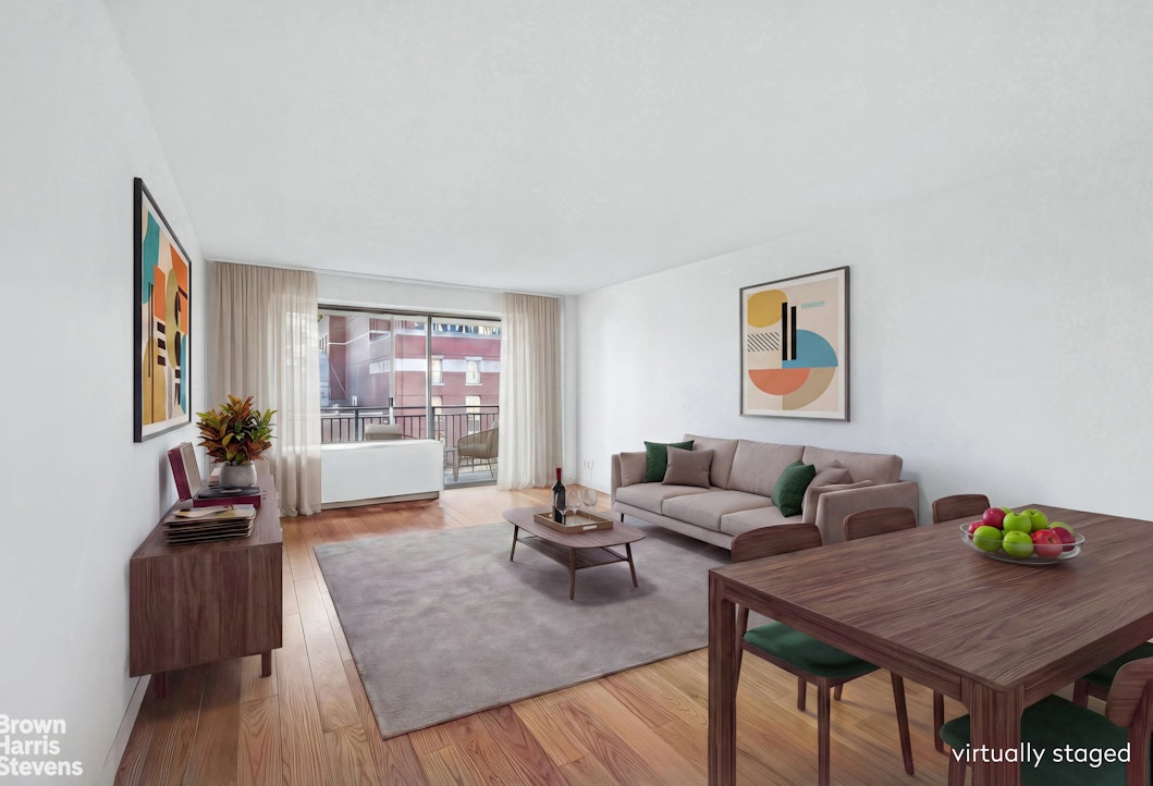 132 East 35th Street, Unit 16F Manhattan, NY 10016 - Photo 1 of 14 a living room with furniture and wooden floor