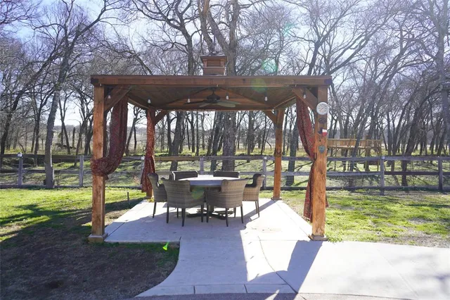 a view of a swimming pool with a patio