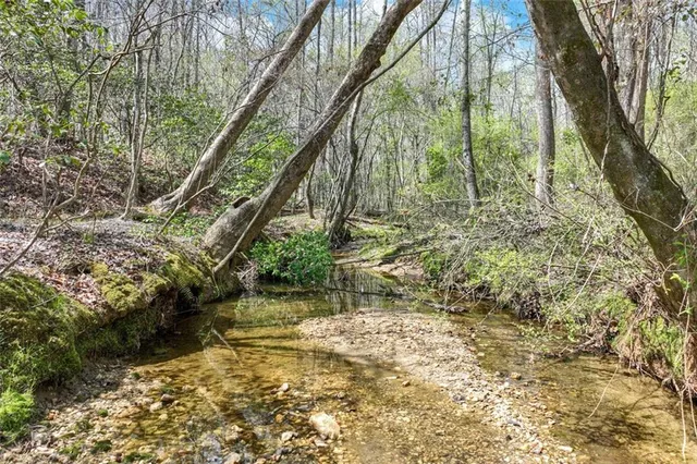 a view of a garden from a balcony