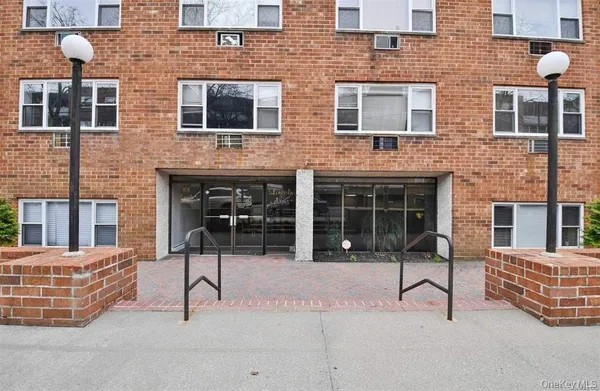 a building with table chair